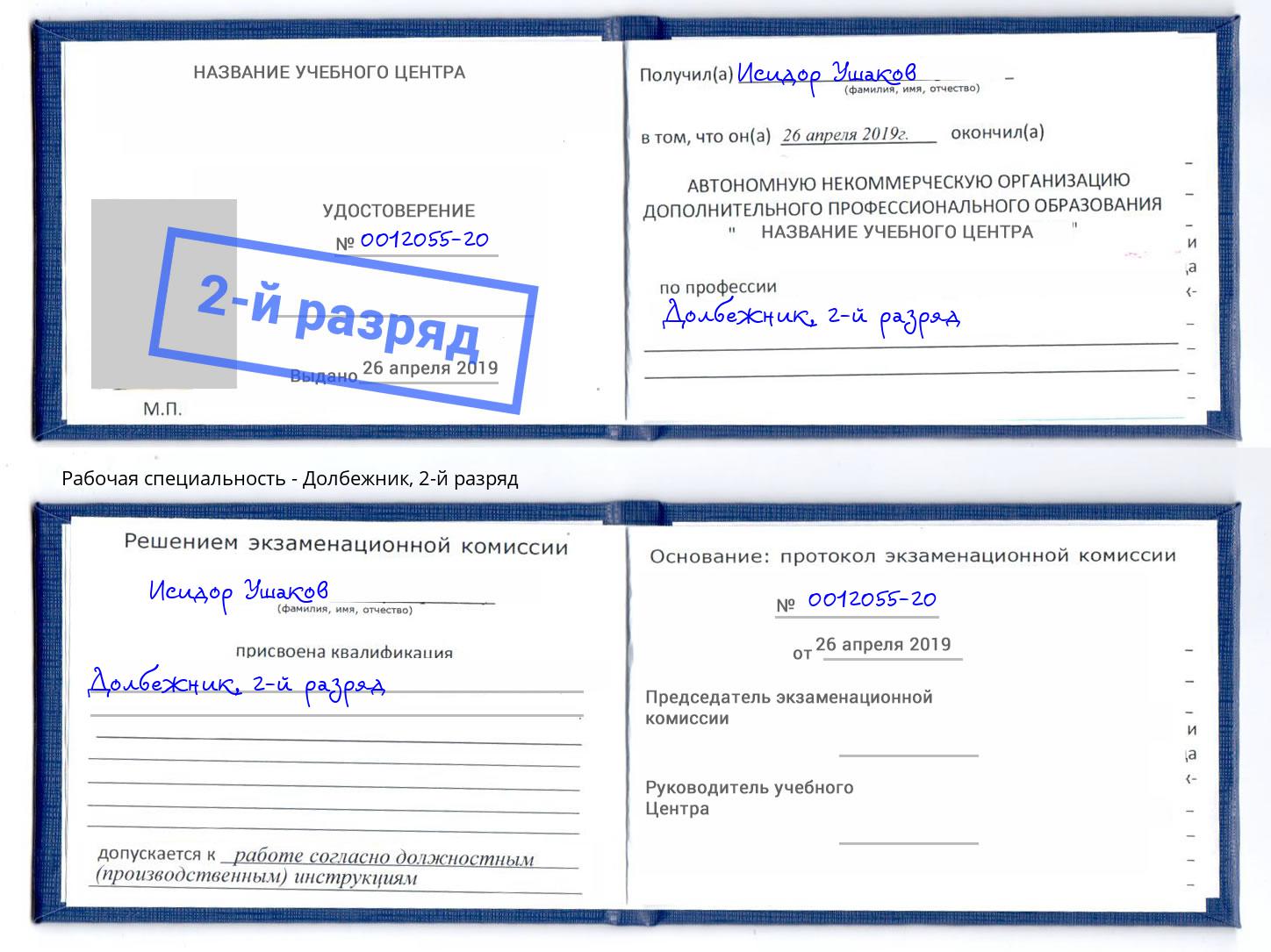 корочка 2-й разряд Долбежник Заинск
