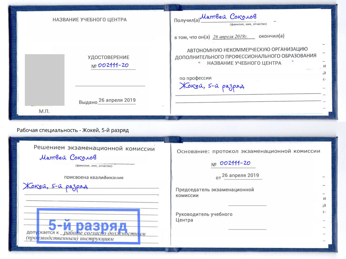 корочка 5-й разряд Жокей Заинск