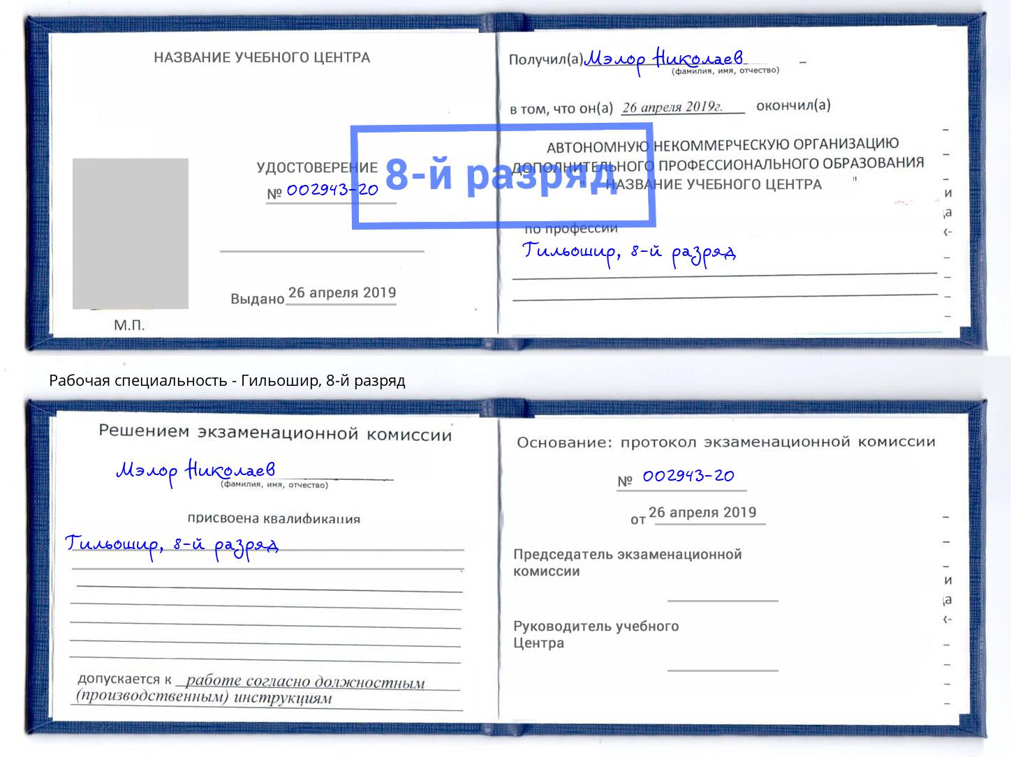 корочка 8-й разряд Гильошир Заинск